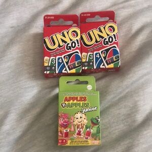 Mattel UNO Go! and Apples to Apples Junior Card Games - Red, Green